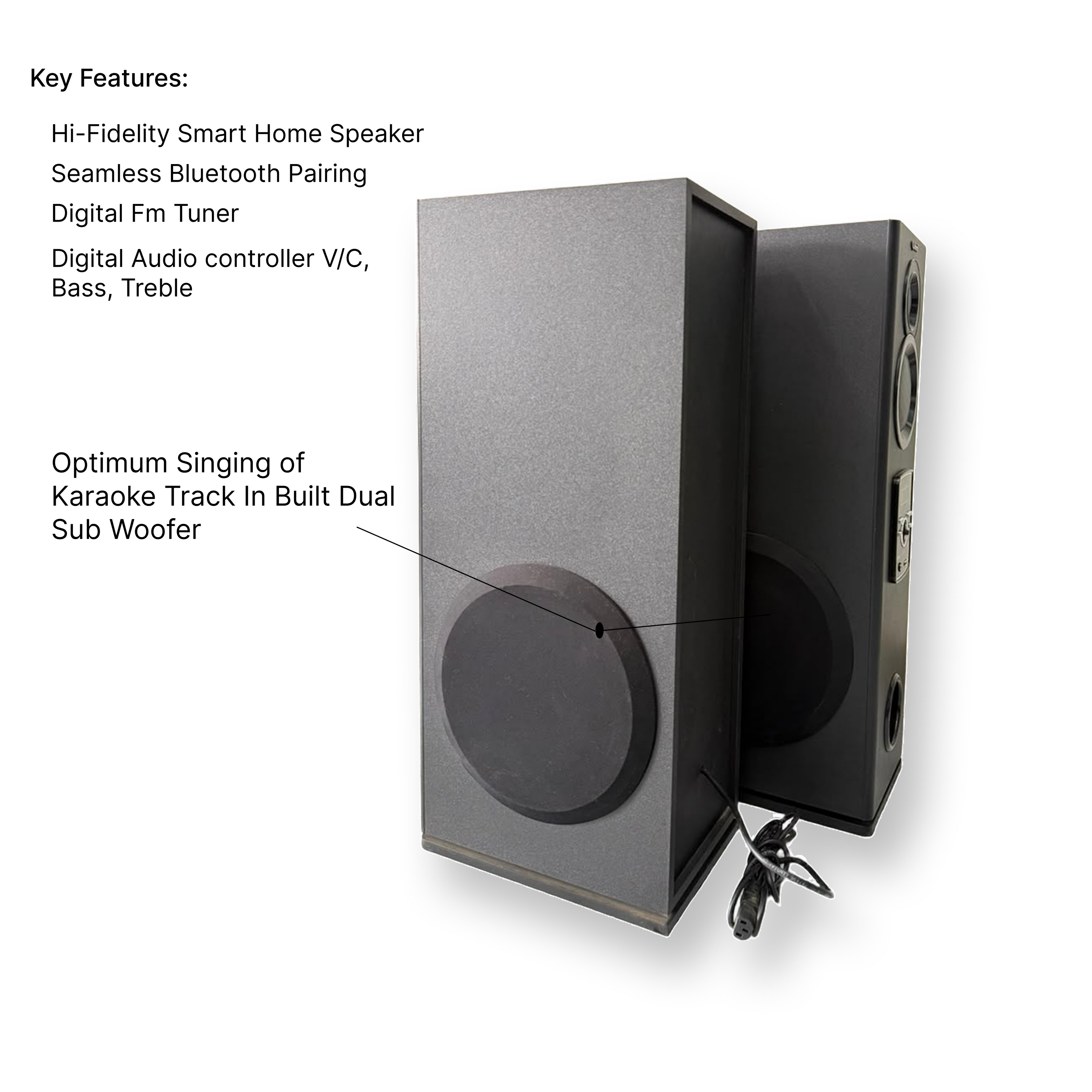 R INFINITY Storm 24000 400W Twin Tower Karaoke Speakers — control panel detail