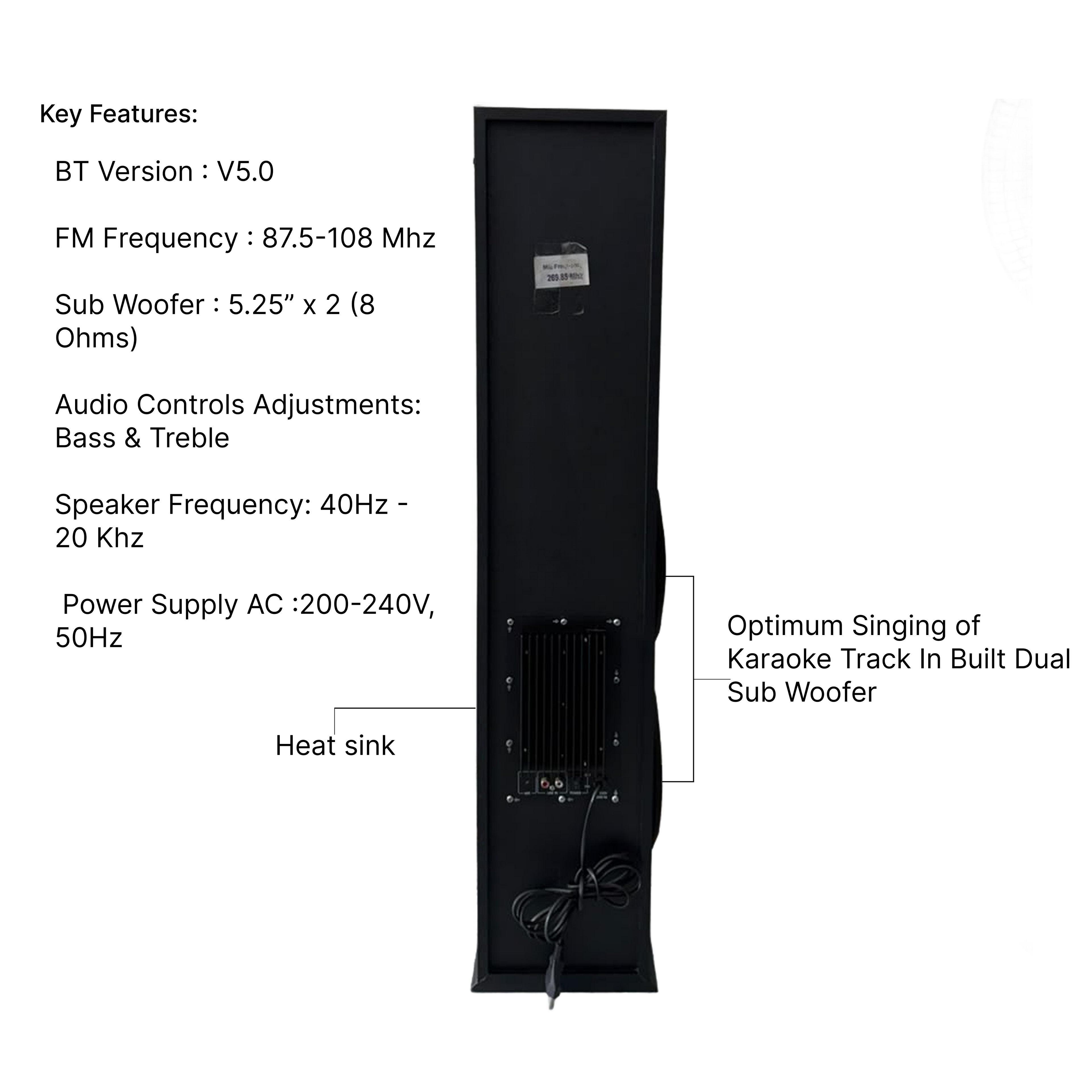 R INFINITY Storm 12000 200W Tower Speaker with Mic — with wireless mic and remote