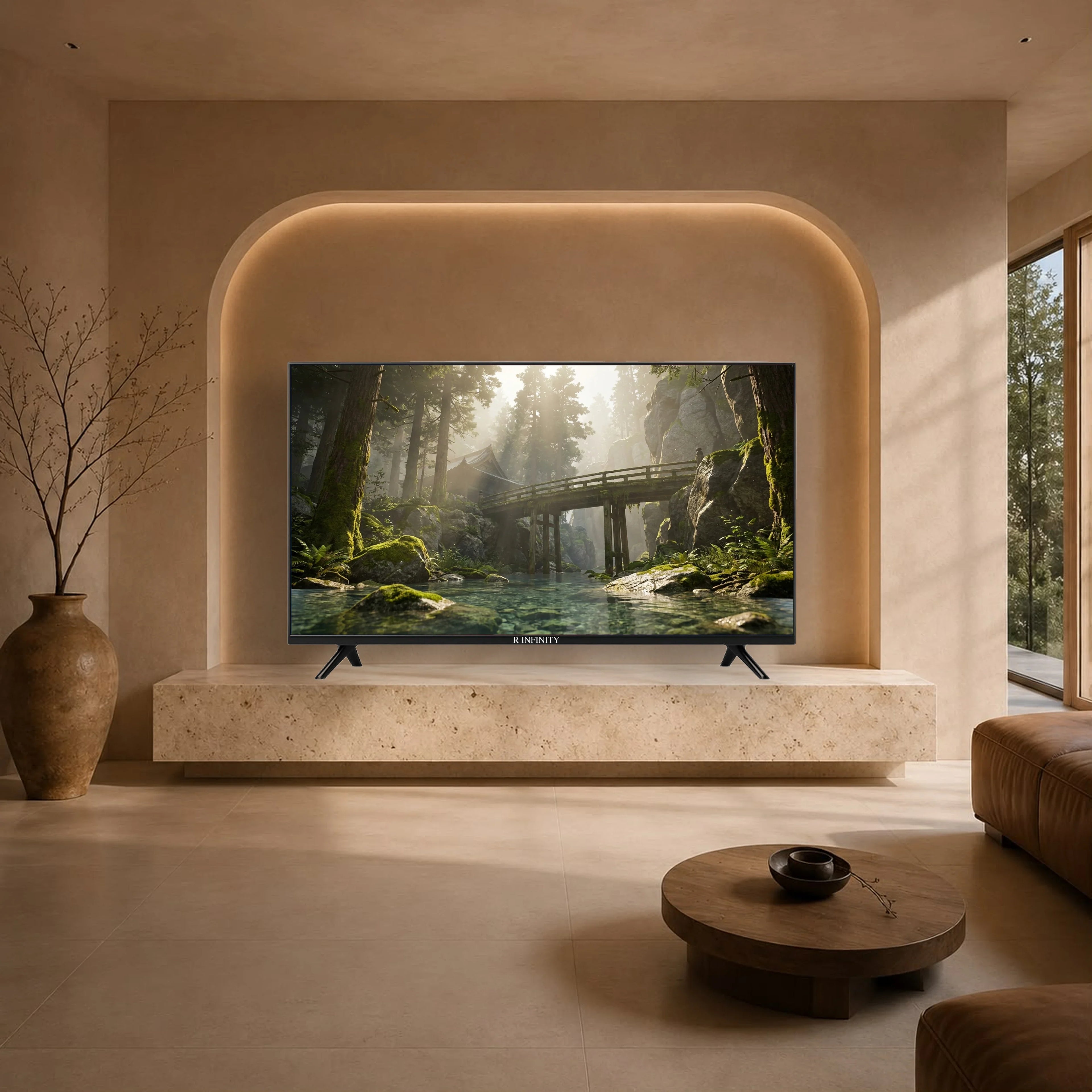 R INFINITY 43 Inch 4K HDR WebOS Smart LED TV — front view