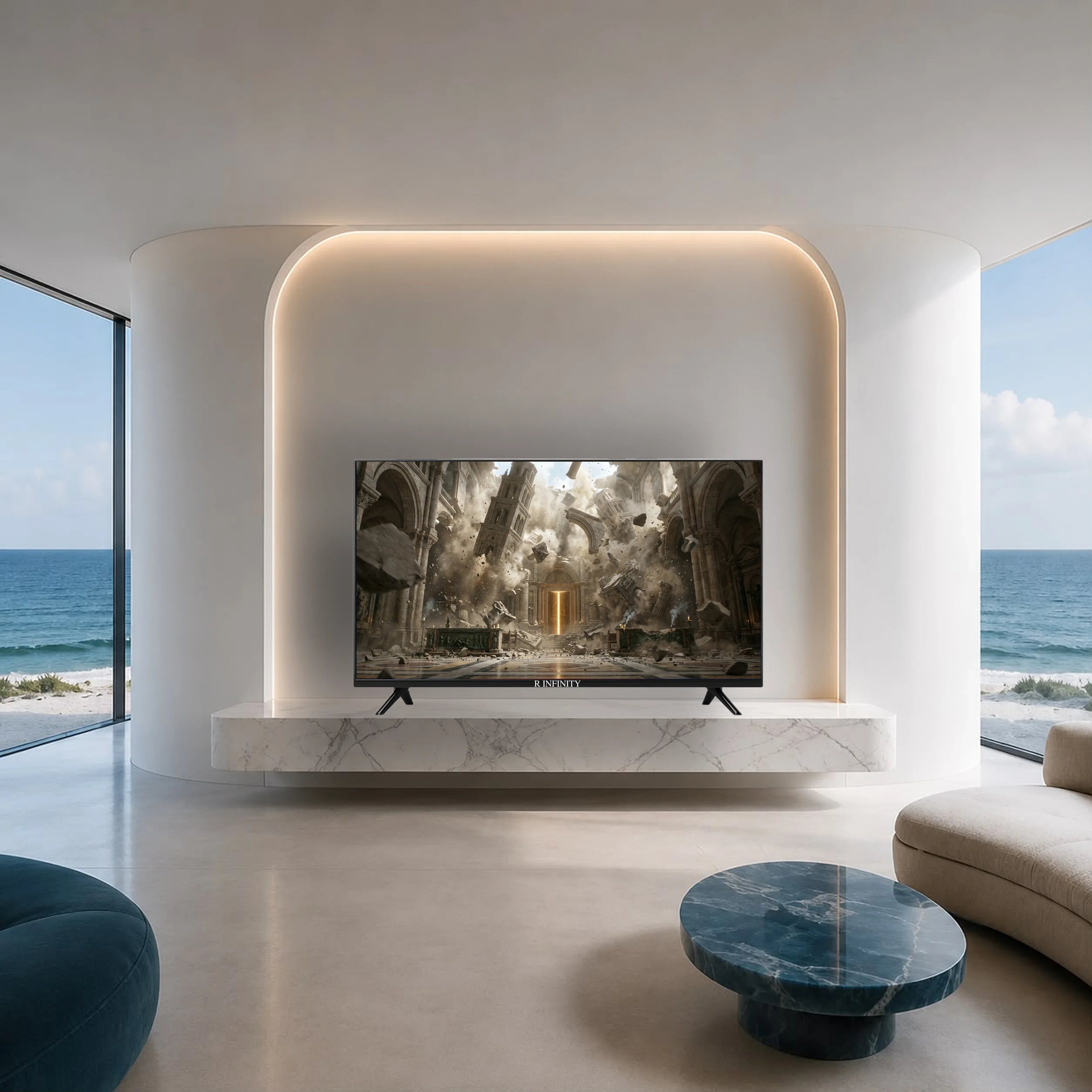 R INFINITY 50 Inch 4K Ultra HD Google Smart LED TV — front view