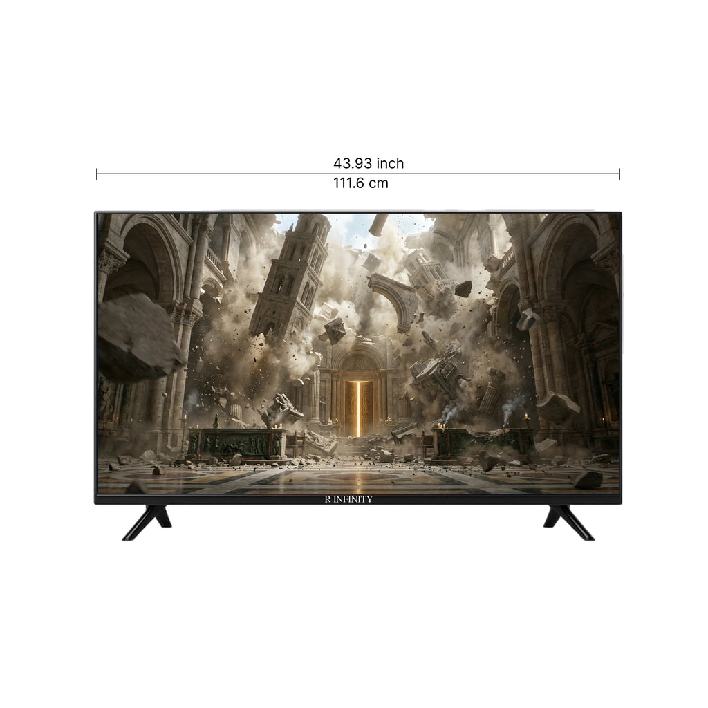 R INFINITY 50 Inch 4K Ultra HD Google Smart LED TV — 3/4 angled view