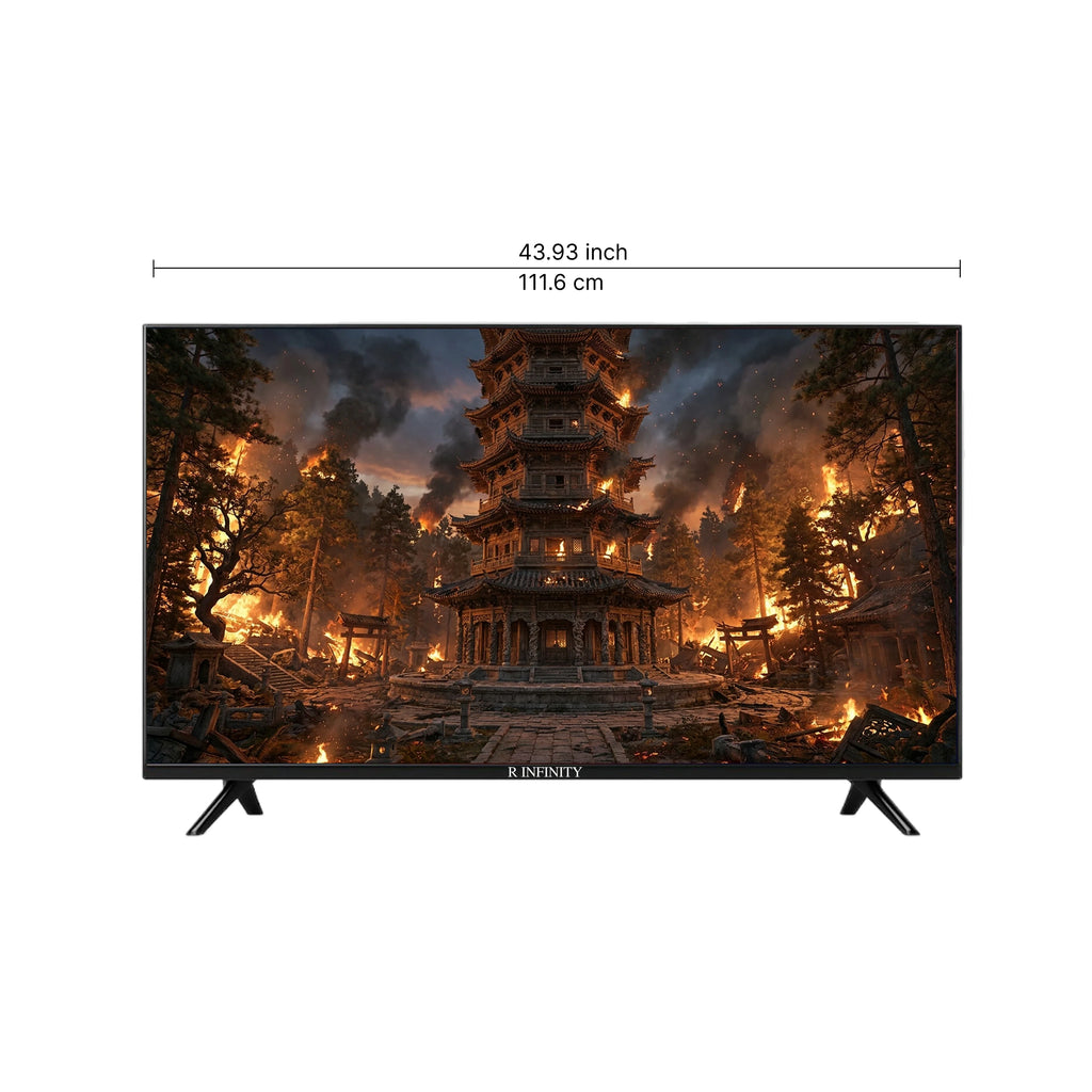 R INFINITY 50 Inch 4K HDR WebOS Smart LED TV — 3/4 angled view