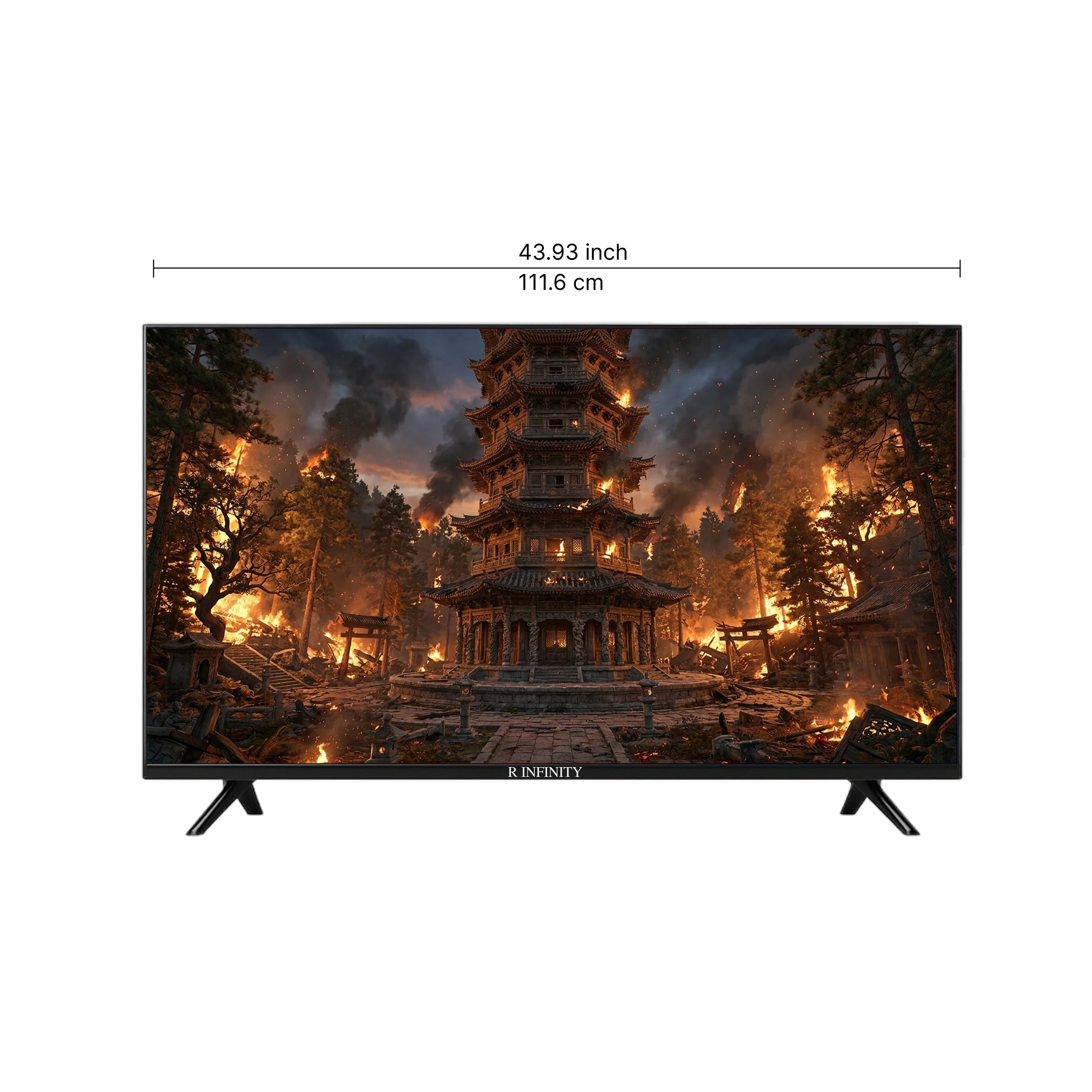 R INFINITY 50 Inch 4K HDR WebOS Smart LED TV — 3/4 angled view