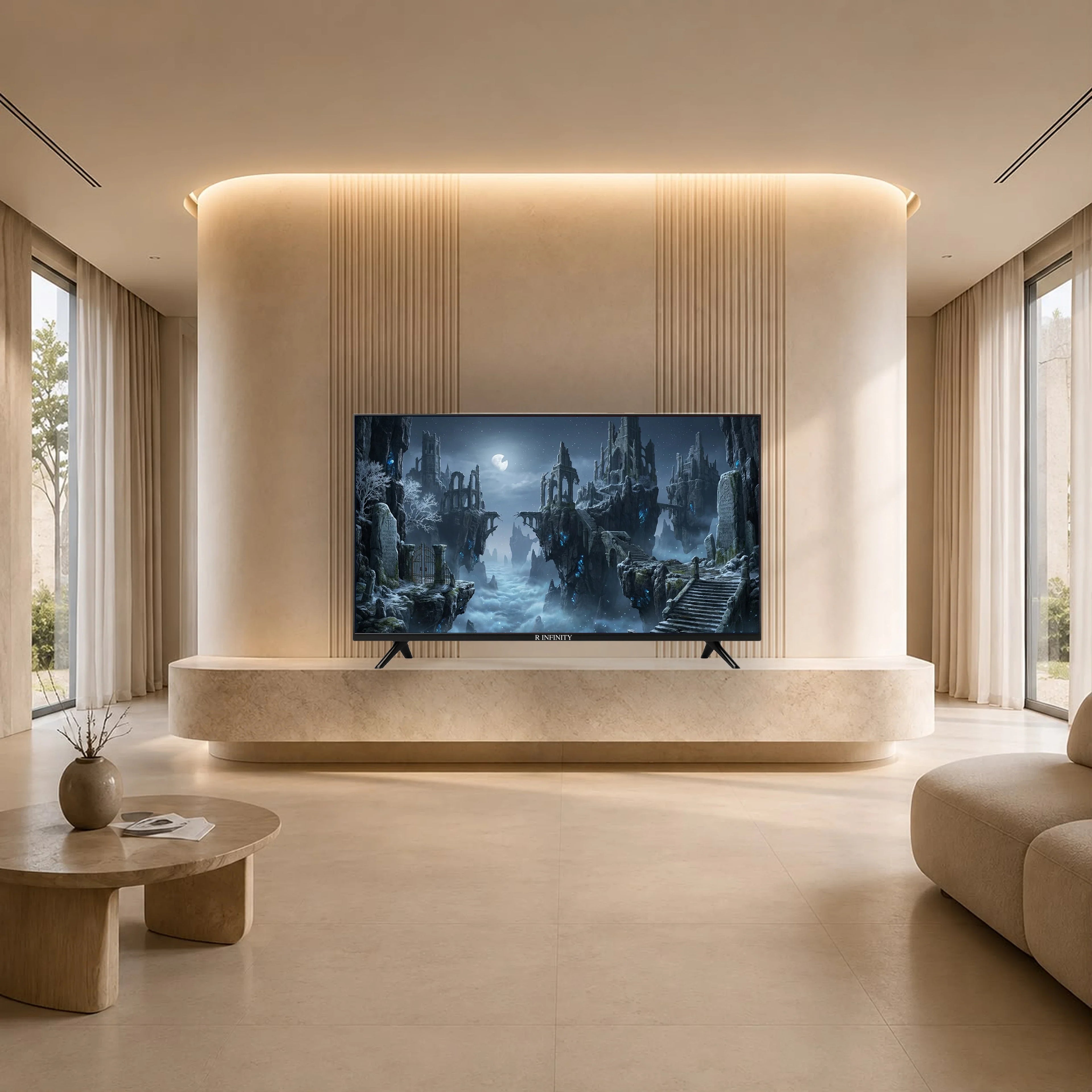 R INFINITY 55 Inch 4K Ultra HD Google Smart LED TV — front view